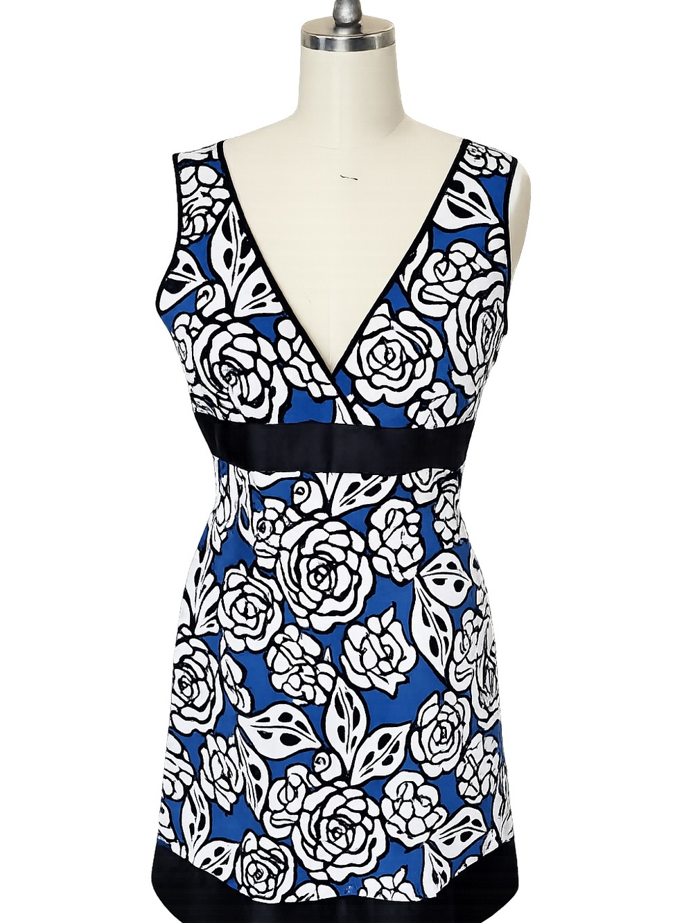 Laundry by Design Black, White & Blue patterned dress